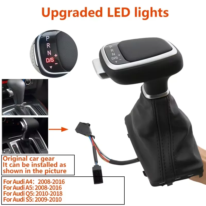 Led versnellingspookknop, schakelhendel, versnellingspook, versnellingshendel, auto-accessoires voor Audi A4 B8 A6 C6 C7 A7 S7 S6 Q7 Q5 8R A5 S5