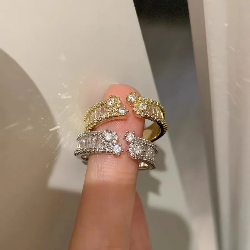 New Brushed Star rings for women Fashion Light Luxury Sparkling Stars River Irregular Crystal Couple Ring Party Jewelry Gift