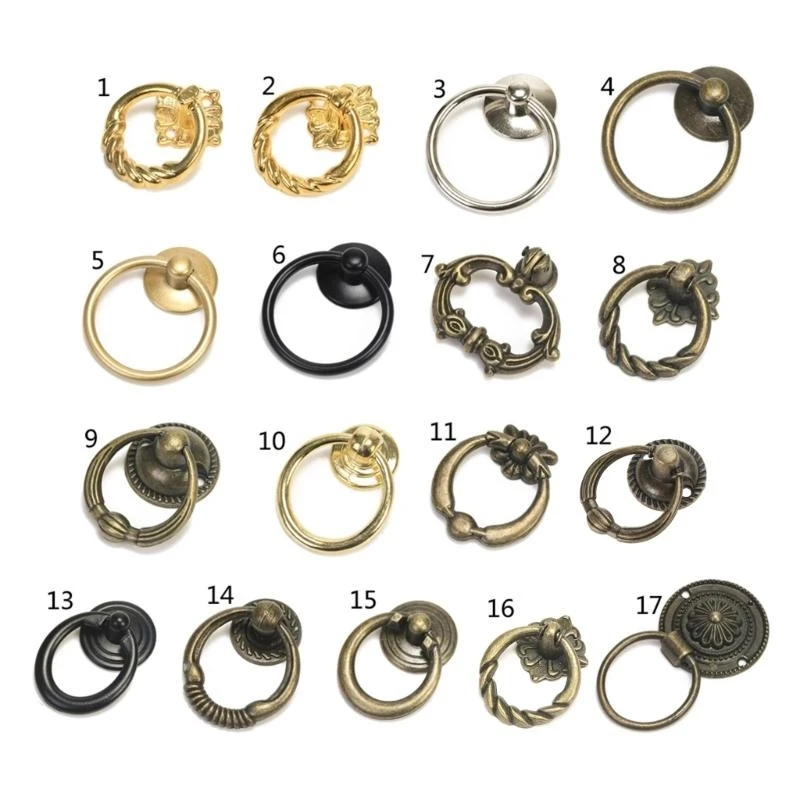Vintage Drawer Pulls Mini Cabinet Handle DIY Furniture Pulls Ring Wooden for Case Box Decorative Handles Not Easy to Fad