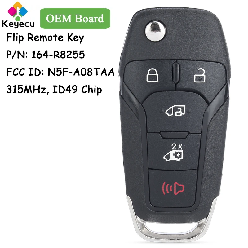 

KEYECU OEM Board Flip Remote Car Key With 5 Buttons 315MHz ID49 Chip for Ford Transit 2020 2021 2022 Fob 164-R8255 N5F-A08TAA