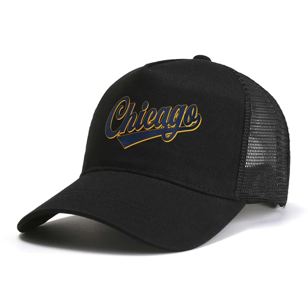 

Chicago baseball cap Classic Rock and Roll Music Band caps Summer mesh Breathable cool Trucker hats