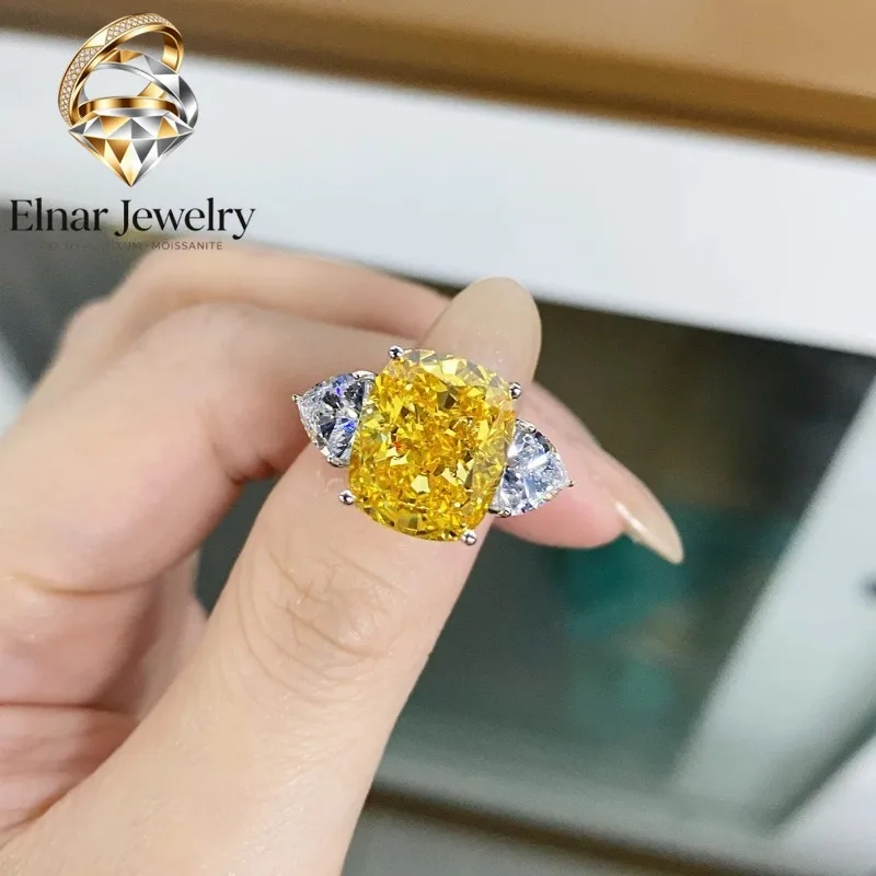

Elnar Jewelry Luxury Solid Platinum PT950 Women's Diamond Ring Ice Flower Che Reddish Che Moissanite Diamond Ring