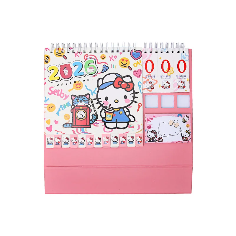 2026 مرحبا كيتي أجندة مكتبية /رزنامة مكتبية Kawaii مكتب اللوازم المدرسية لفائف التقويم مخطط شهري سطح المكتب اكسسوارات القرطاسية الهدايا