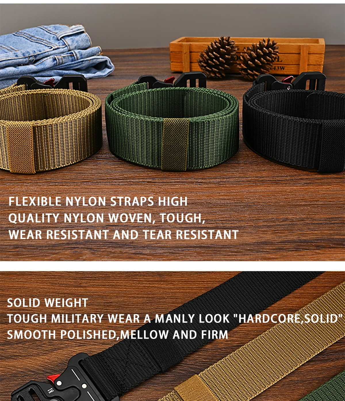 1Pc/2Pcs Versatile Men's Tactical Belts-Durable, Adjustable Design-For Outdoor Sports Enthusiasts,Pair with Jeans,For Men Women