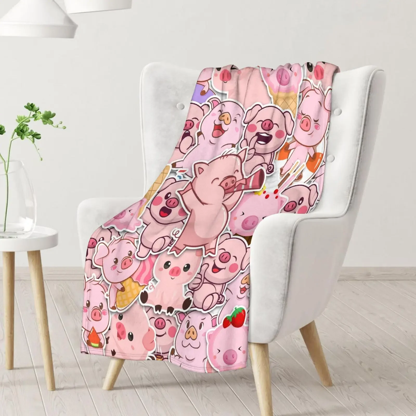 

Pink Pig Blanket Soft Flannel Throw Blanket for Girls Boys Kids Adults Lightweight Warm Cute Pigs Themed Bed Couch Nap Blankets