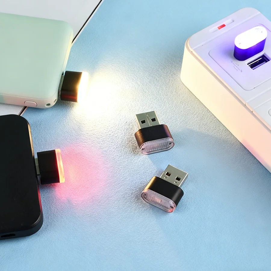 5PCS/PACK Mini 5V USB LED Night Light Book Lamp Notebook Modeling Car Ambient Light Neon Interior Light Car Ambient Decorative