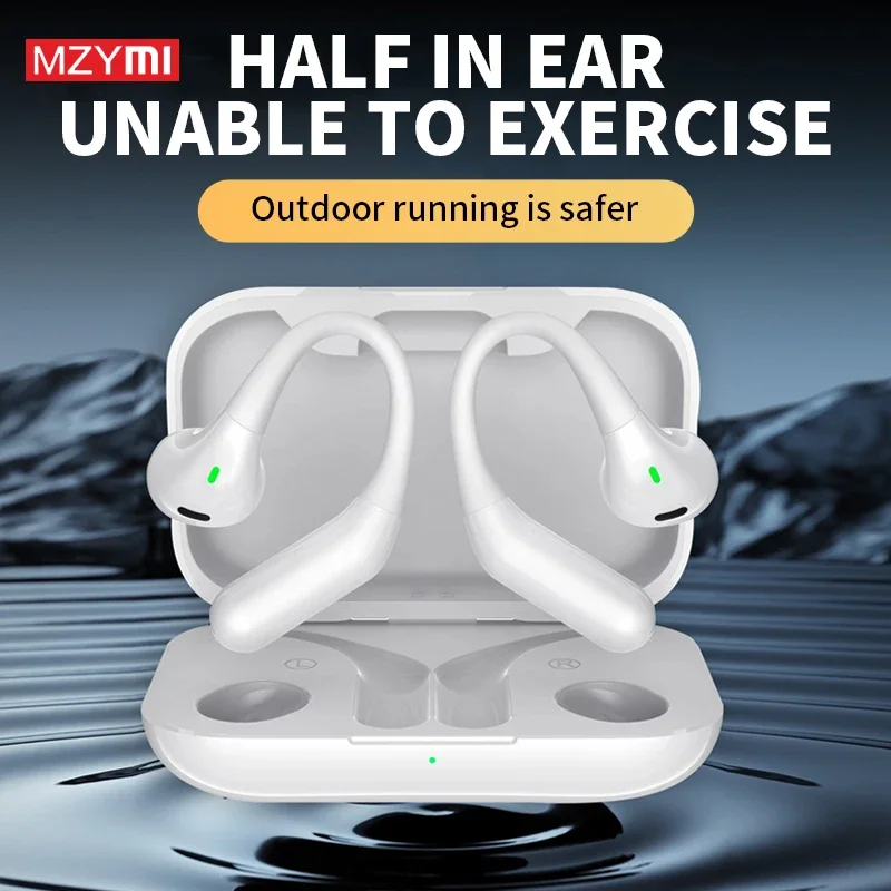 

MZYMI TWS Bluetooth Earphone Ear Hook Sport Headphone True Wireless Open Ear Headset Running Earbuds with Charging Case ANC