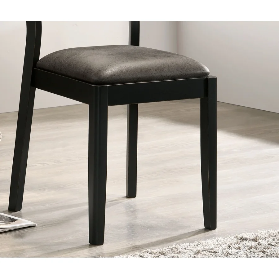 ミッドセンチュリーモダンな黒とグレーのサイドチェア 2 脚セット ダイニングルーム家具 レザーレットシート エレガントなキッチン ダイニングルーム