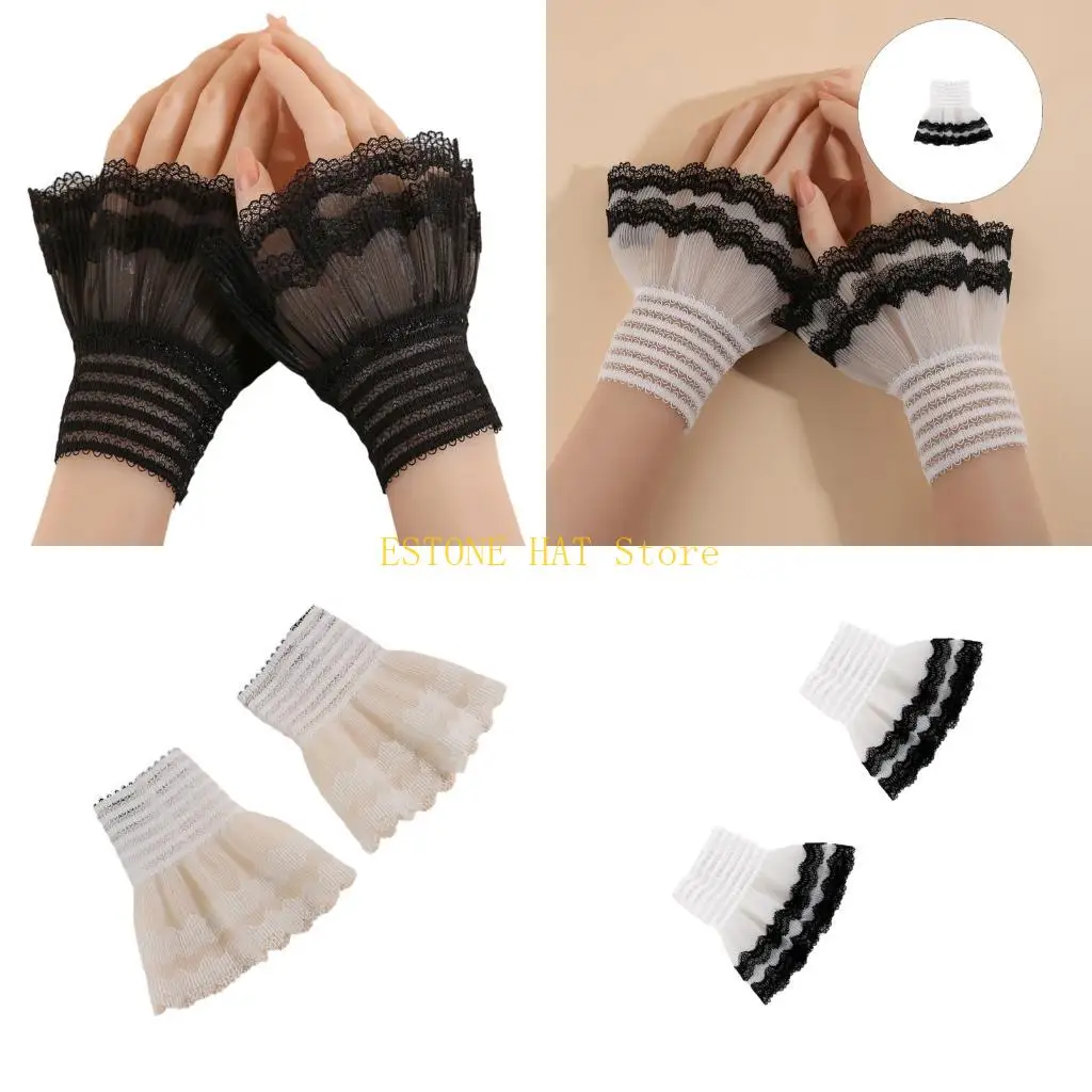 

49MF эластичный браслет с ручными рукавами для женщин, многослойные манжеты с рюшами для Хэллоуина