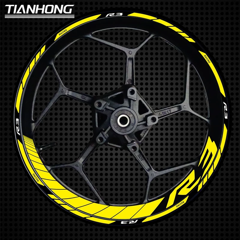 Suitable for 17-Inch Race Track Yzfr3 Wheel Hub Modification Rim Steel Ring Reflective Waterproof Paste Flower Stickers