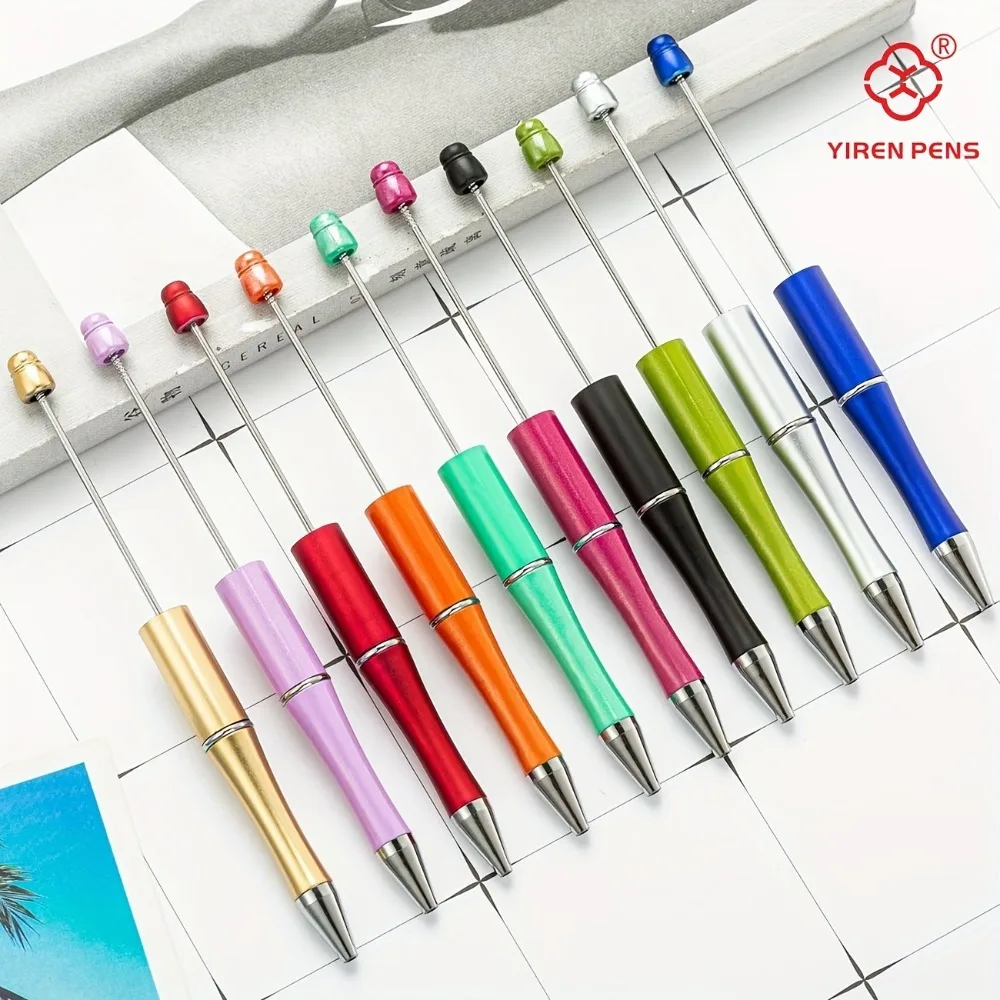 6/12/20pcs Random Color new plastic material black ink bead ballpoint pen,designated creative series ,perfect for DIY