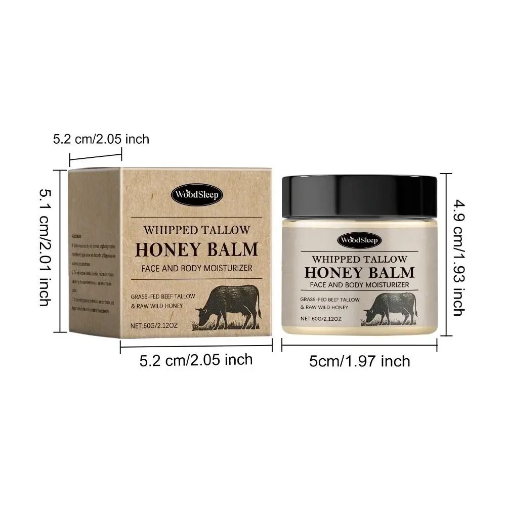 Crema idratante viso Tallow montata e erba con miele crudo e olio d'oliva Balsamo di manzo Tallow Crema idratante per il viso al grasso di mucca