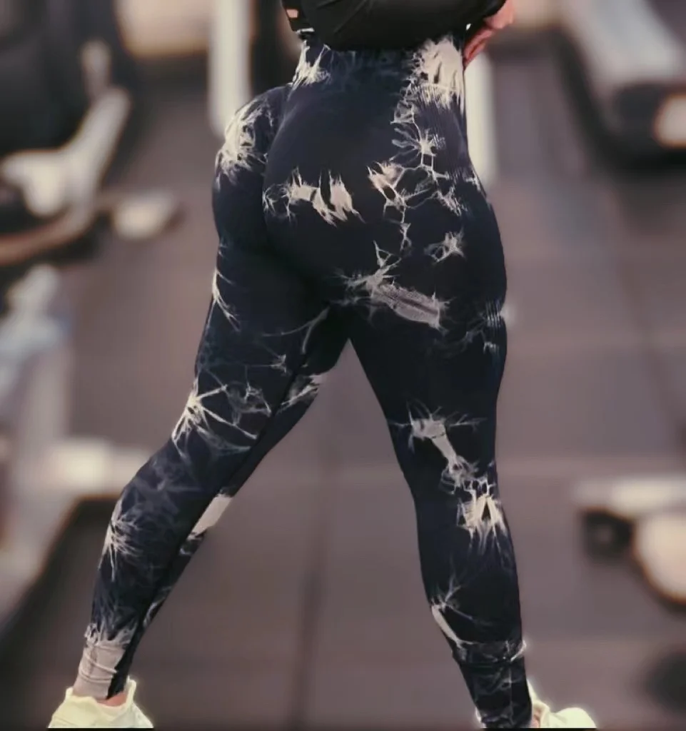 Legginsy damskie Tiedye Gym Leggings Seamless Mujer Push Up Booty Pants Scrunch Sports Fitness High Waist Workout Yoga Leggins Drop Ship