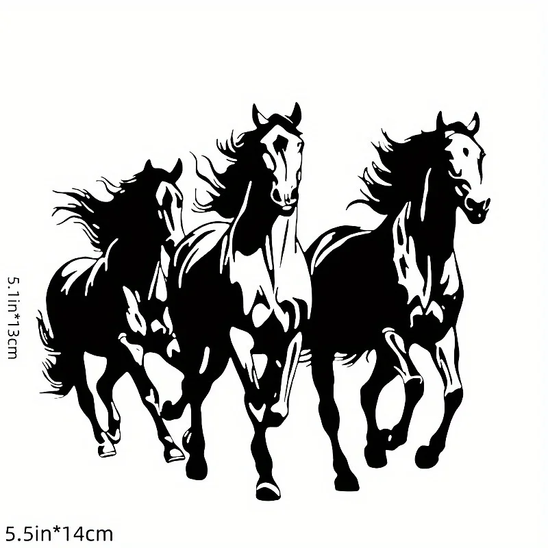 Running Horse Vinyl Sticker Black White Waterproof Car Decal for Motorcycle Truck Laptop Bumper Scratch Cover Decoration