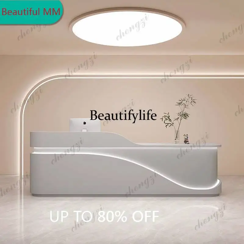 F182 PPP White Design Reception Desks Drawers Storage Vintage Modern Reception Desks Luxury Classic Mostrador