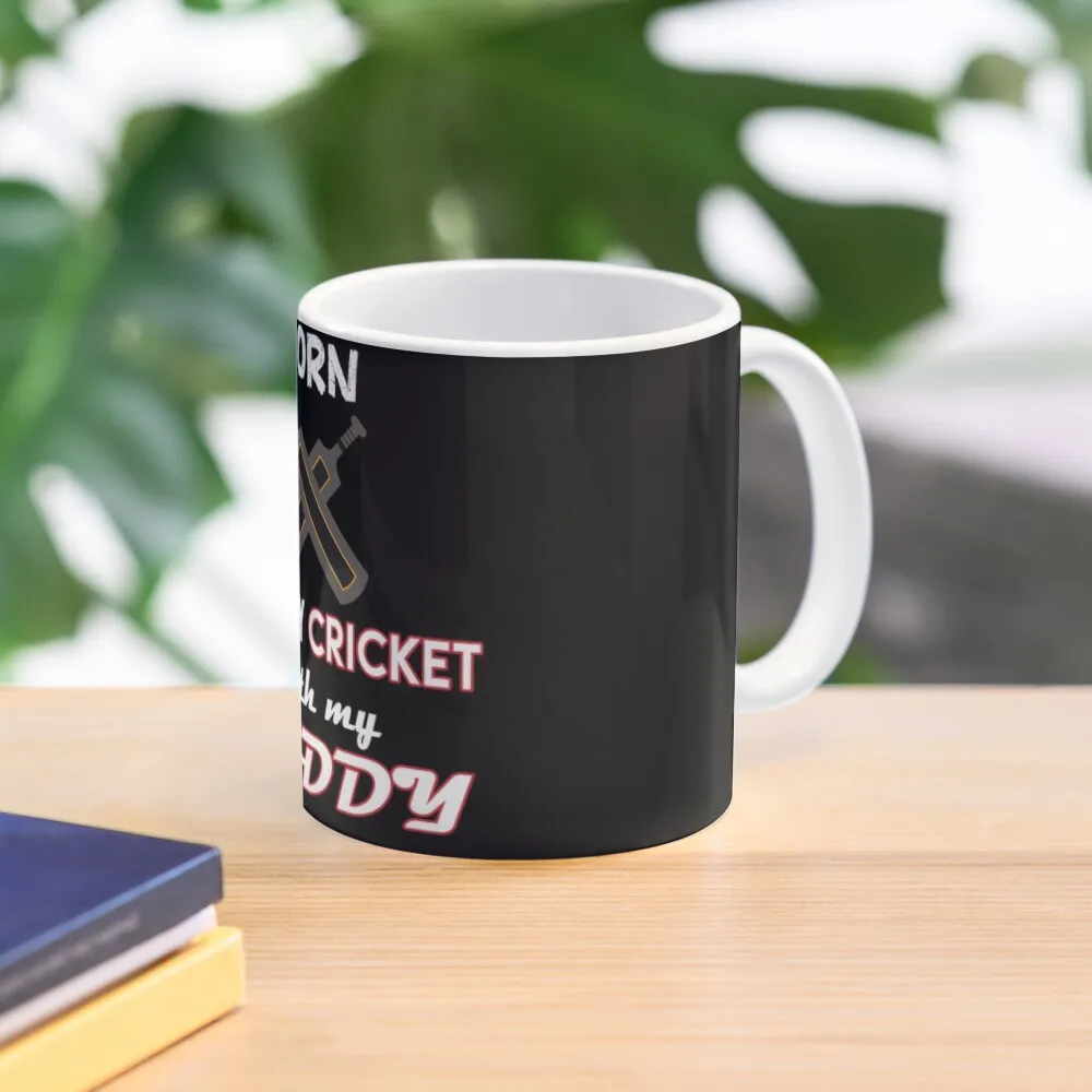 Born To Play Cricket With My Daddy Perfe  Mug Drinkware Photo Printed Coffee Tea Handle Round Gifts Picture Image Simple Design