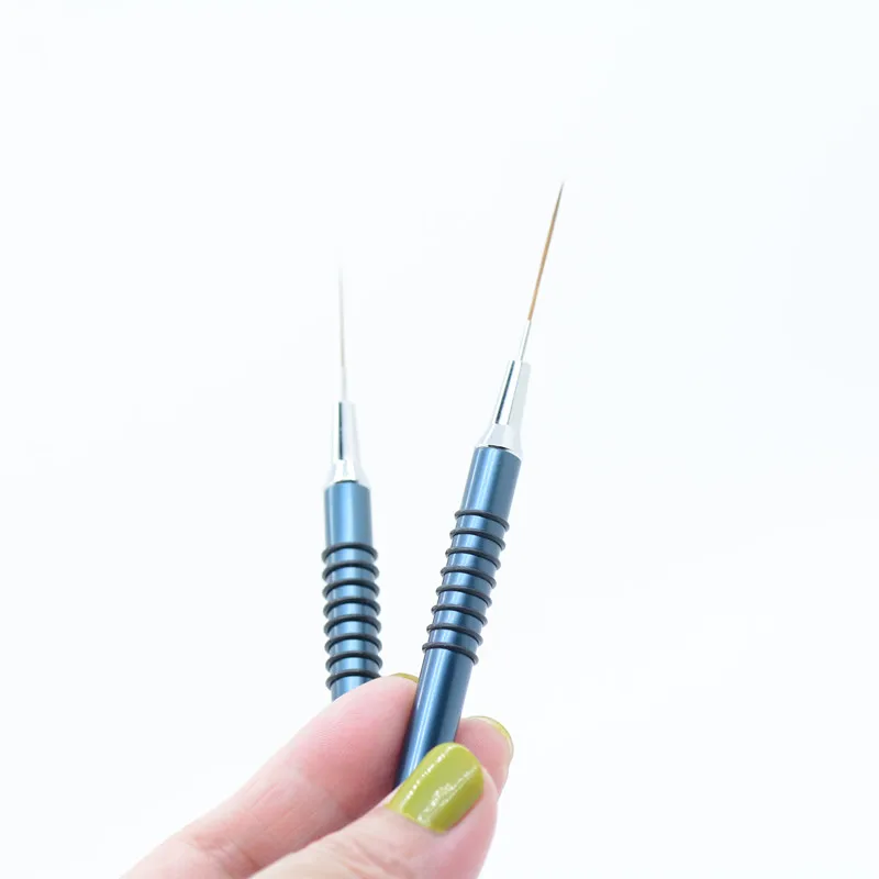 مجموعة فرش بطانة فنية للأظافر مكونة من قطعة واحدة، قلم رسم على شكل زهرة مخططة باللون الأزرق #5