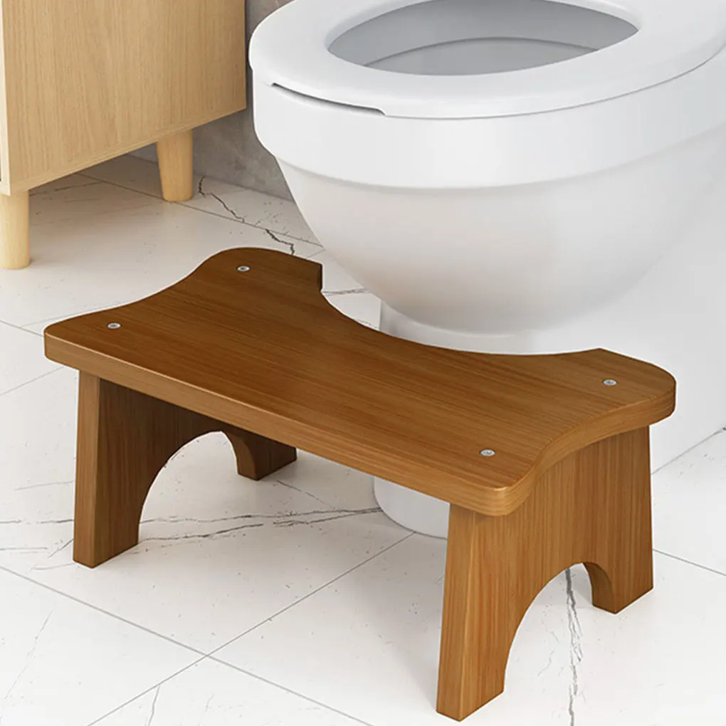 Bamboo Toilet Stool Bathroom Waterproof Non Slide Poop Seat Children Washroom Restroom Closestool Squat Bench Home Log Footstool