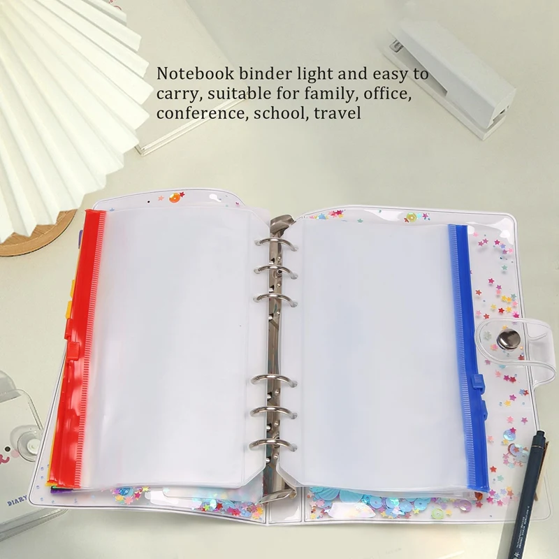 A6 Budget Binder Cover, Waterdichte PVC Ringband Cash Envelop Portemonnee Voor Planner Organizer, Zakken Veelkleurige Rits