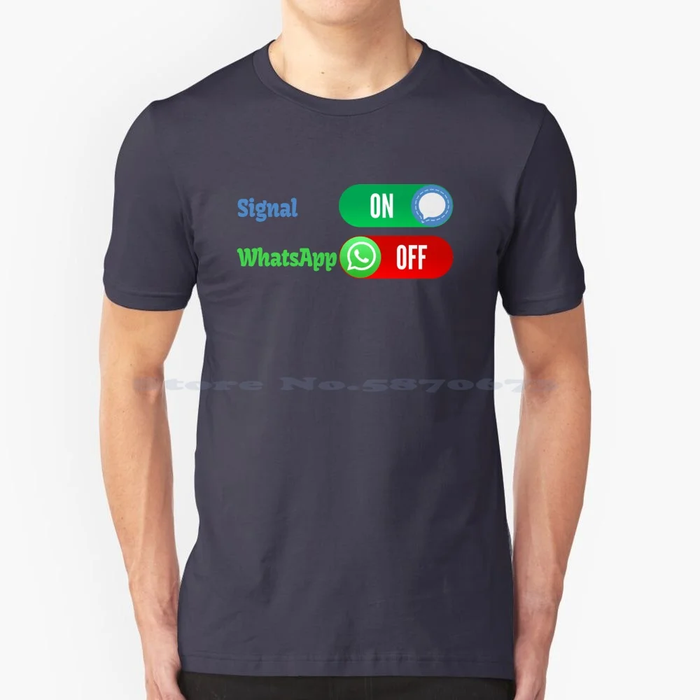 Social Media T Shirt 100% Cotton Tee Social Media Icon Whatsapp Icon Signal On Off On Signal Off Whatsapp Bye Bye Whatsapp