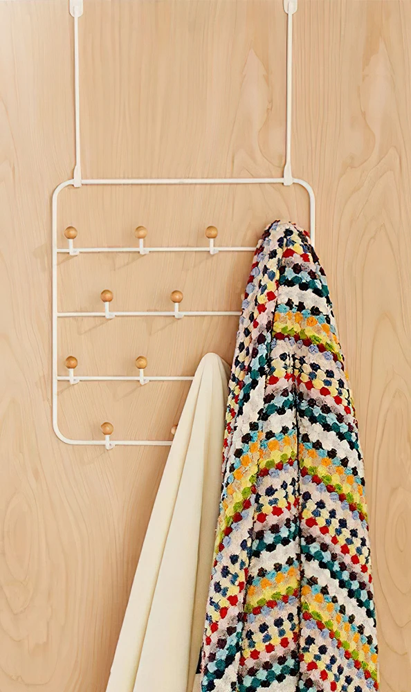 

Hanging door style storage rack with metal door, no nails or marks, hanging wall clothes and hat hooks