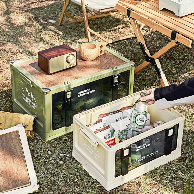 

Outdoor Storage Box Camping Folding Box Camping Organizer Car Box Multi-layer Stackable Multifunctional Folding Box Can Sit