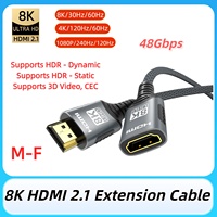 HDMI-compatible Extension Cable 1m 2m Male To Female 8K 60Hz 4K 120Hz HDMI2.1 Extender Cord Connector for PC TV Projector