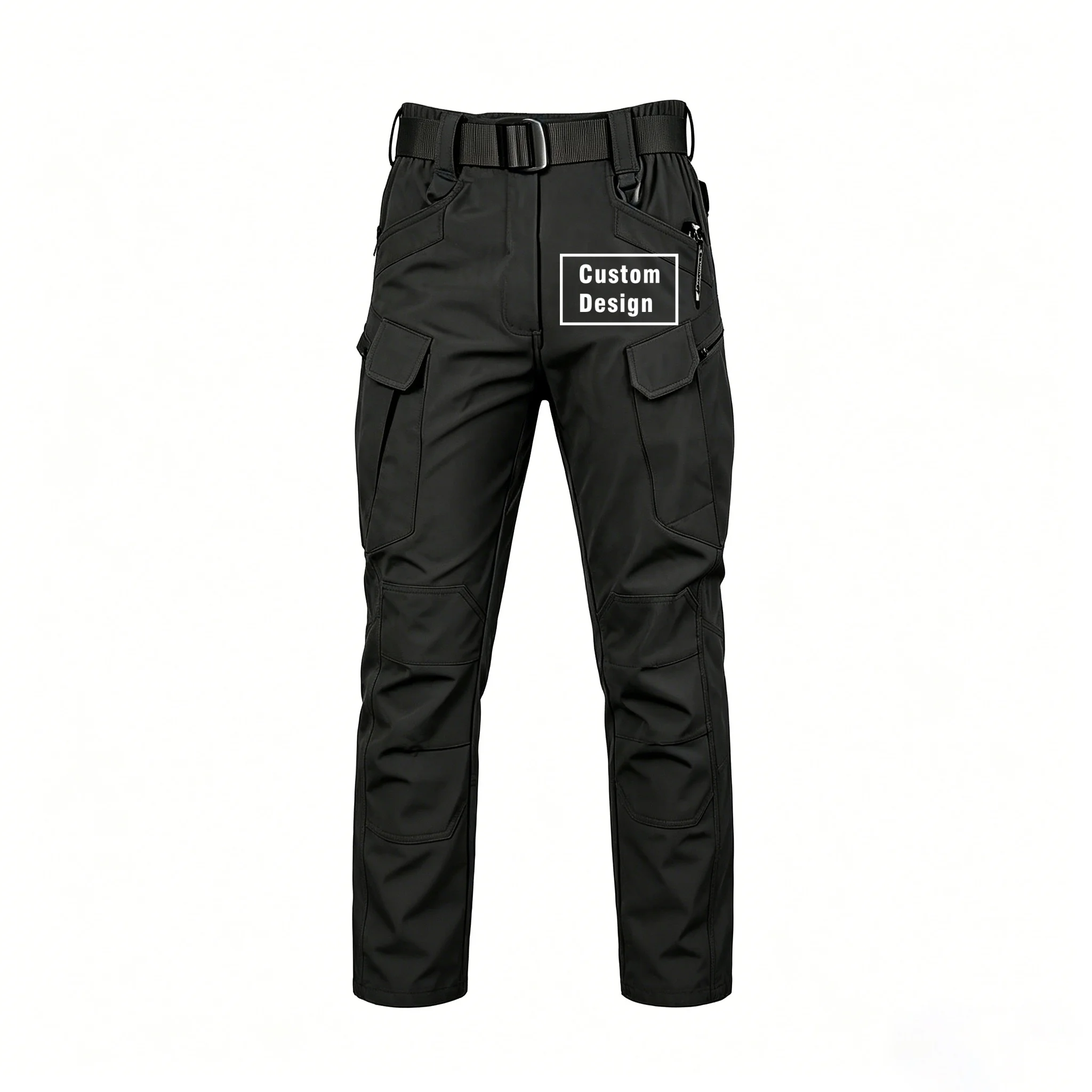 DIY LOGO Custom Design Tactical Cargo Pants Fleece Warm Casual Sports Pant Men's Multi-pocket Outdoor Military Men Trousers
