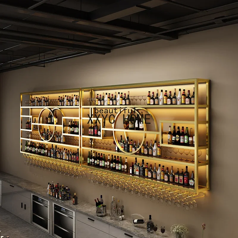 Restaurant Retail Wine Rack Traditional Unique Wall Mounted Display Wine Cabinets Storage Bar Botellero Vino Kitchen Furniture