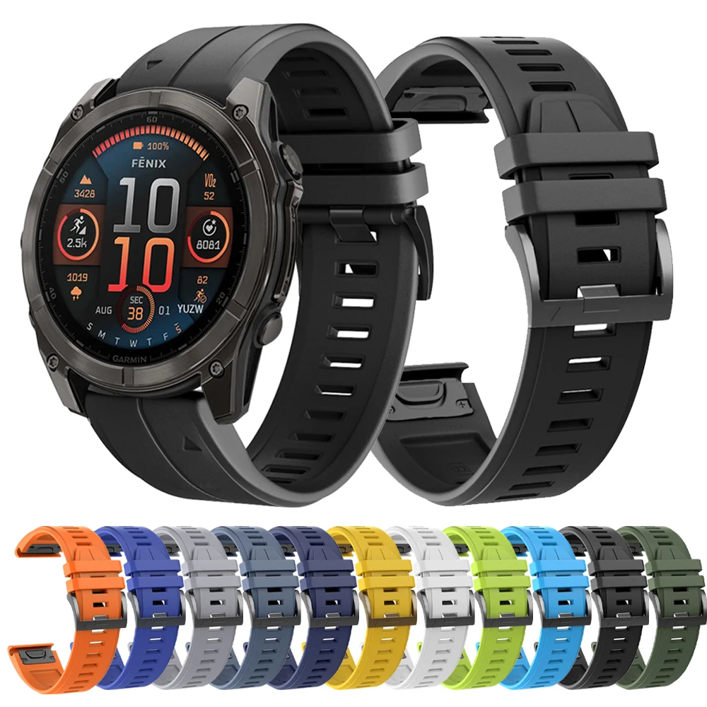 22mm 26mm 1:1 Offizielles Armband für Garmin Fenix 8 E 47mm 51mm 7X 7 Pro Solar/6X 6/5 5X Plus/Enduro 3 Silikon Sport QuickFit Band