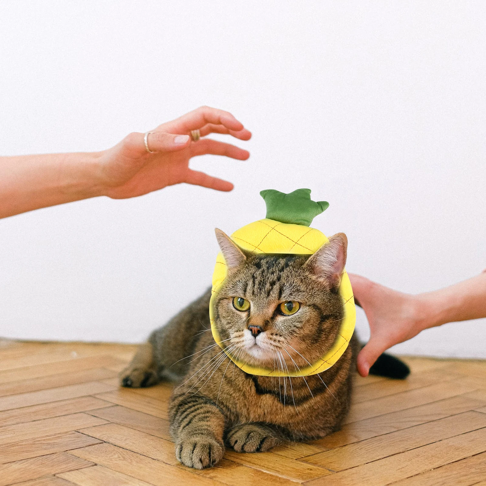 

Adjustable Anti-Lick Cat Head Cover Pet Protective Collar Wounds Recovery Post-Surgery Dog Cat Elizabethan Collar Pineapple Neck