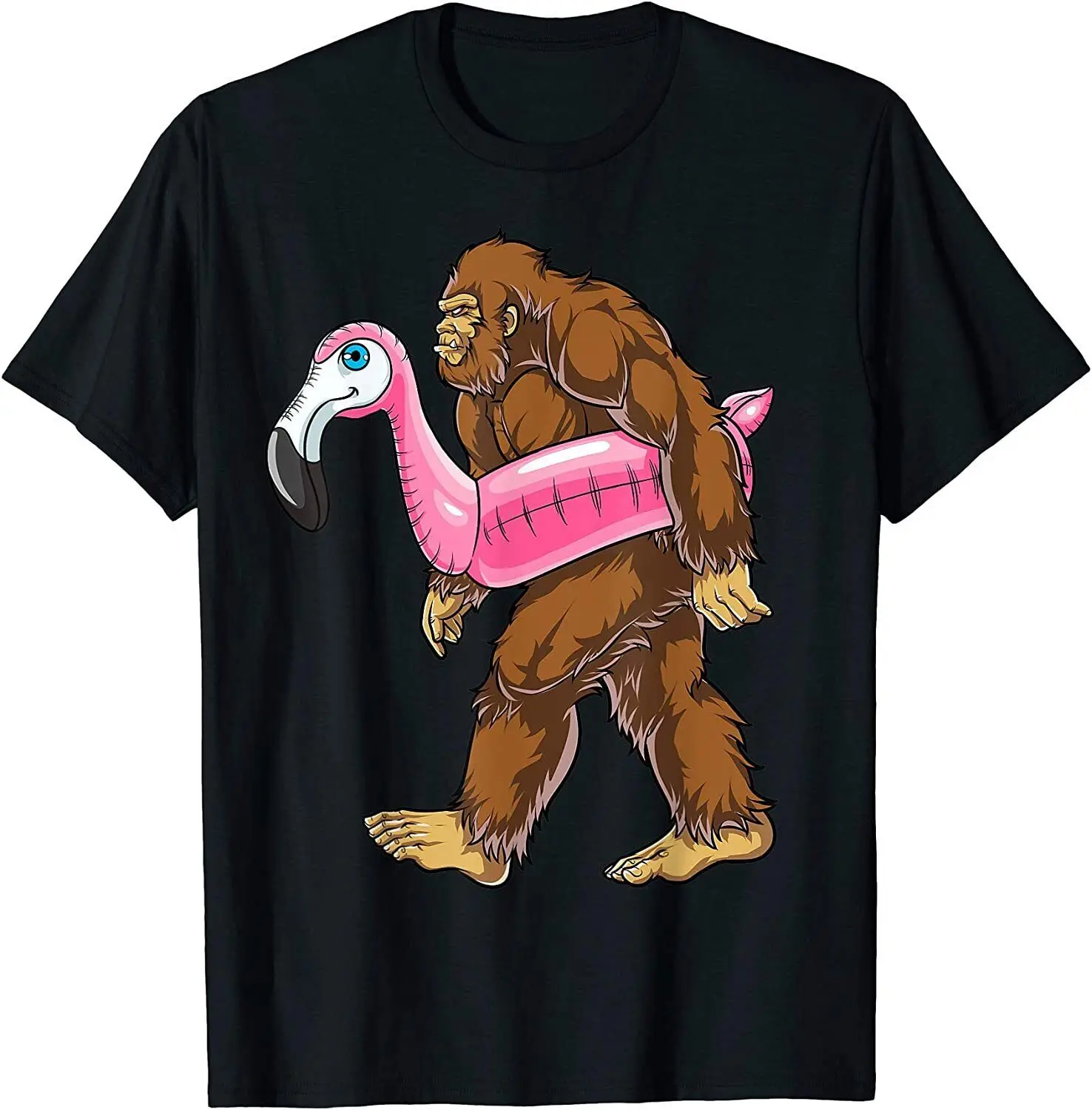 NEW! Pool Party Bigfoot Flamingo Sasquatch Pink Float Gift T-Shirt