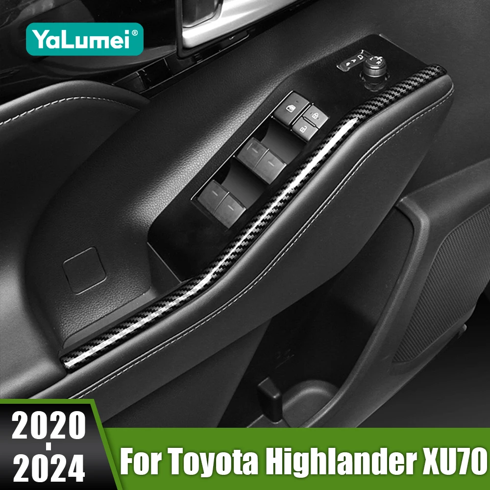 

For Toyota Highlander XU70 Kluger Hybrid 2020 2021 2022 2023 2024 Car Window Glass Lift Switch Panel Side Armrest Trim Strips