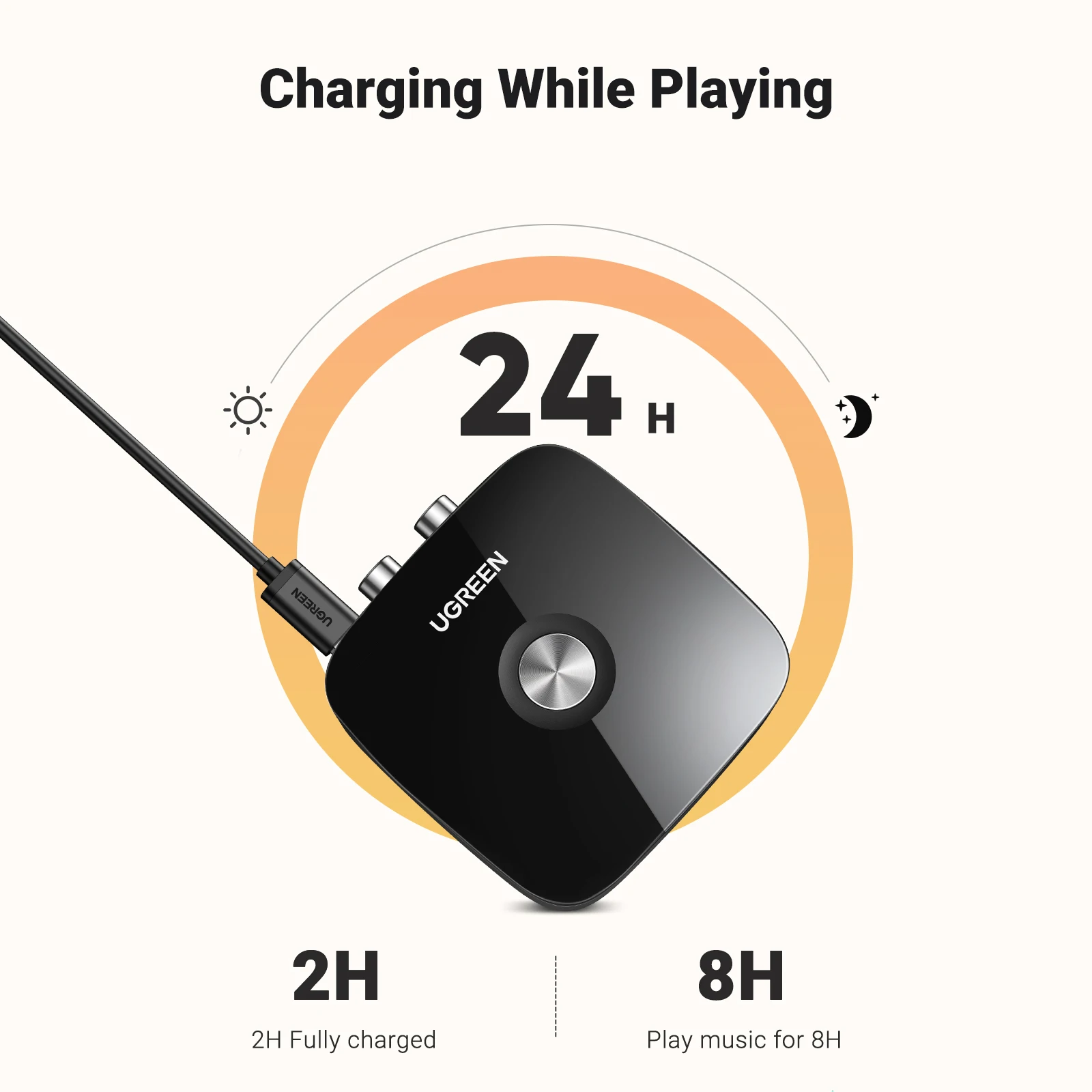 【Especial RU】 UGREEN AUX RCA Bluetooth para sistema estéreo doméstico, adaptador Bluetooth RCA HiFi de 3,5 mm para estéreo antiguo, tiempo de reproducción de 8 horas