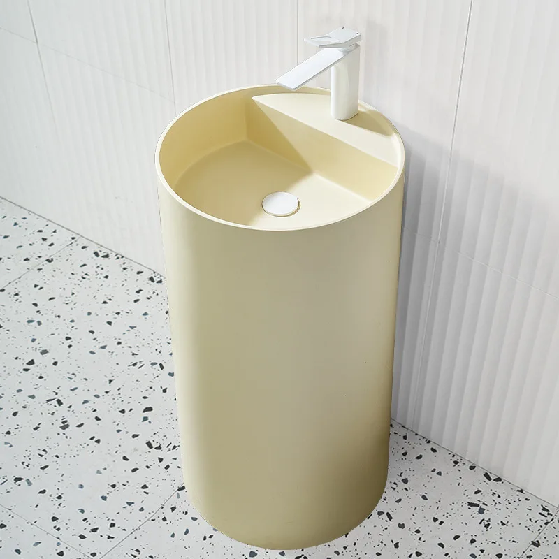 Hotel B & B column basin integrated floor-to-ceiling balcony pillar basin washbasin cream wind outdoor cylindrical wash basin