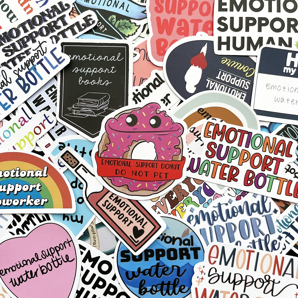 10/50PCS Emotional Support Stickers Laptop Diary Decals For Suitcase Water Bottles Scrapbooking Journal Phone Kids Toys Gifts