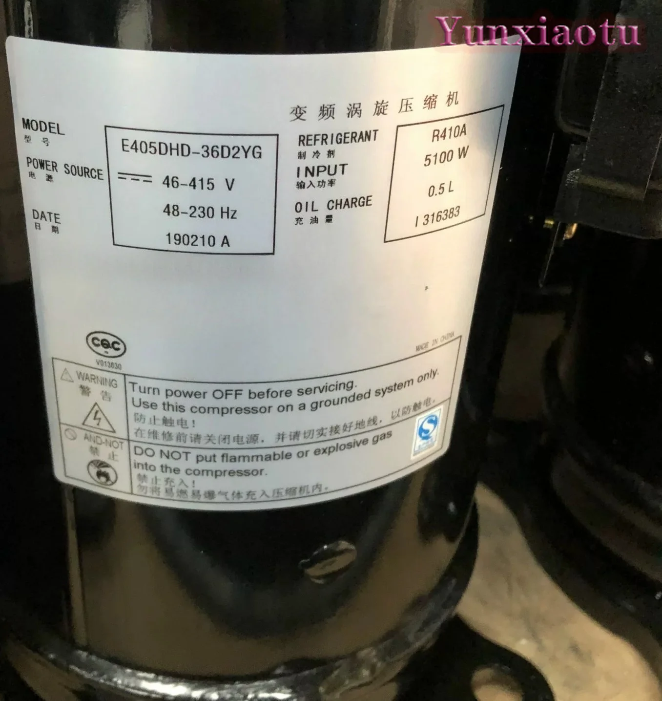 Hitachi Gree Midea Central AC Inverter Scroll Compressor E405DHD-38D2YG 36D2YG 6HP R410A Replacement Part