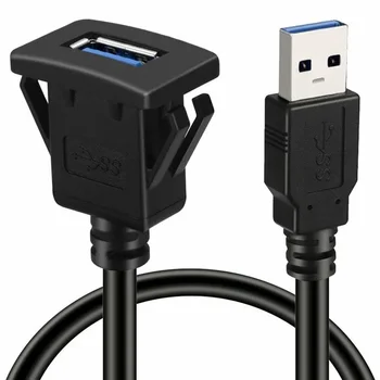 USB 3.0 Panel Gömme Montaj Uzatma Kablosu Araba Kamyon Tekne Motosiklet Kontrol Paneli için Toka ile 1 M