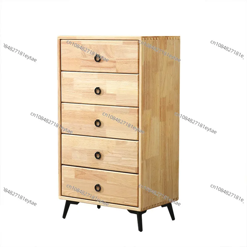 Nordic Modern Solid Wood Chest, Bedroom Drawer Locker with Simple Storage Design