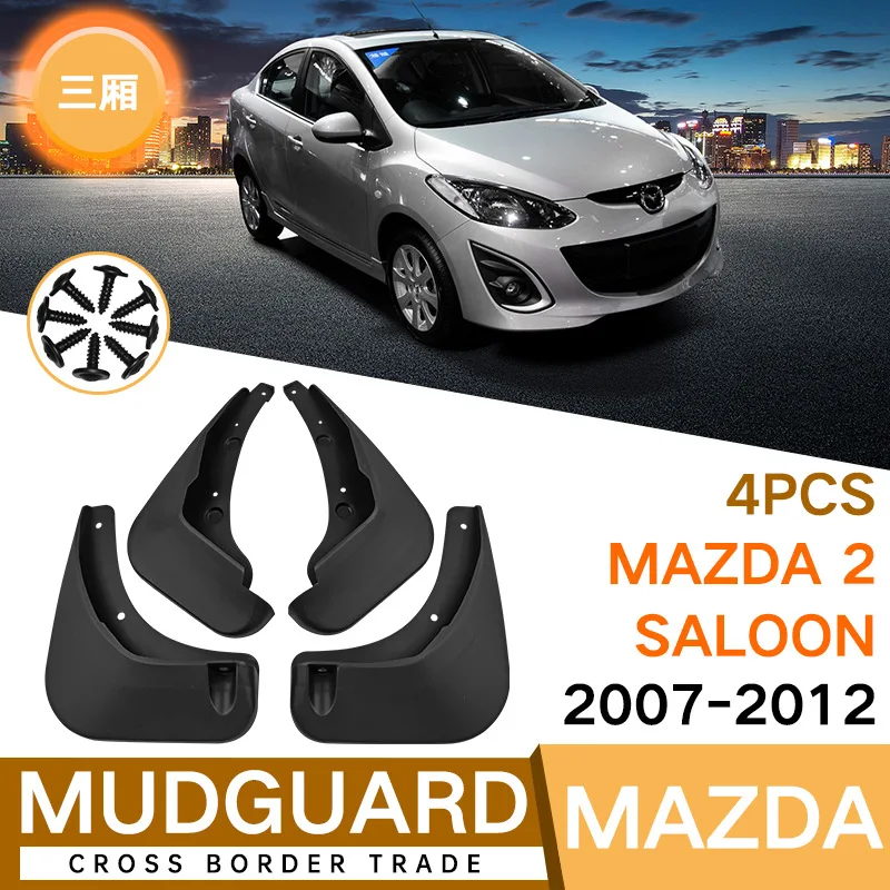 

For Mazda 2 Saloon 2007-2012 Three box black car mudguard Reduce dust Resist tire dirt car accessories tools