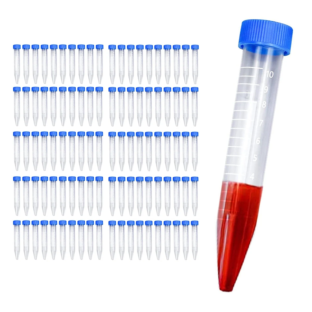 

100Pcs 10Ml Multifunctional Plastic Bottle Transparent Tube Sample Storage Container Experimental Centrifuge Tube