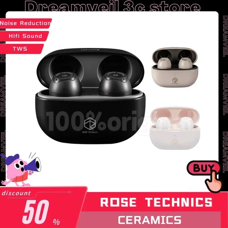 

Rose Technics CERAMICS Wireless Earphones TWS Earbuds Hifi Sound Bluetooth In-Ear ENC ANC Music Noise Reduction Earphone Custom