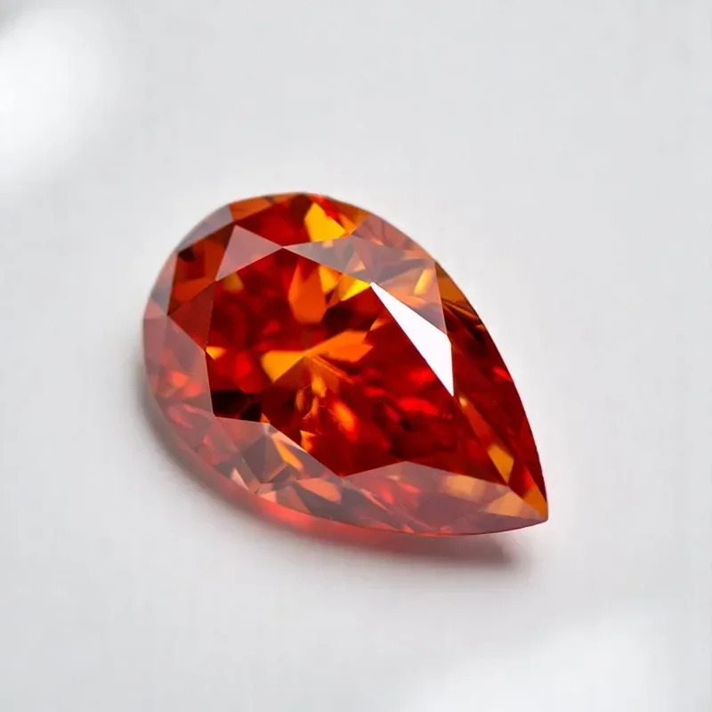 

L-Муассанит Камень Оранжевый Цвет Грушевидная Огранка Vvs1 Выращенный в лаборатории Драгоценный Камень Для DIY Подвески Ювелирные Материалы С Отчетом