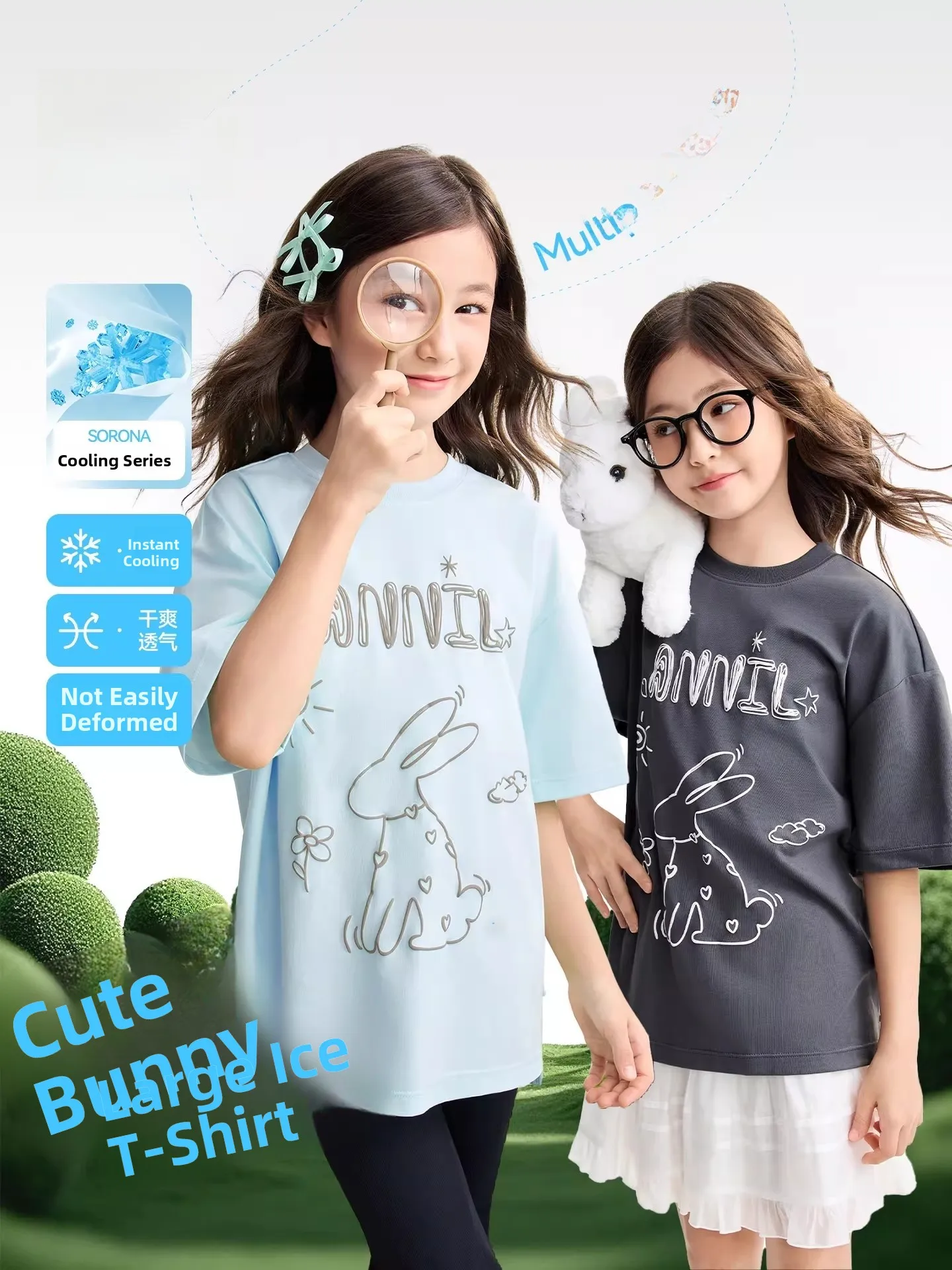 annil-kids-cool-feeling-t-shirt-a-maniche-corte-di-media-lunghezza-con-collo-rotondo-e-vestibilita-ampia-stampa-cartoon-top-estivo-casual-in-misto-cotone