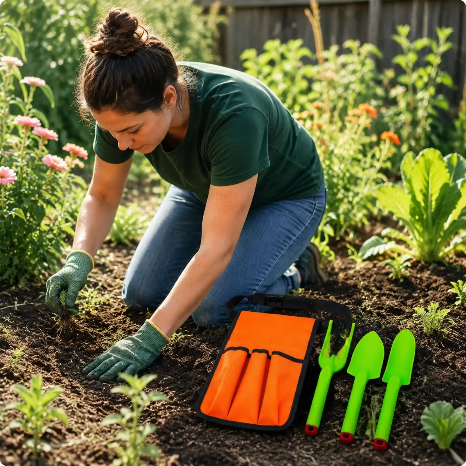 Gardening Chair Padded Foldable Garden Kneeler and for seat Folding Garden Kneeler with Hand Tools Portable for Gardeners