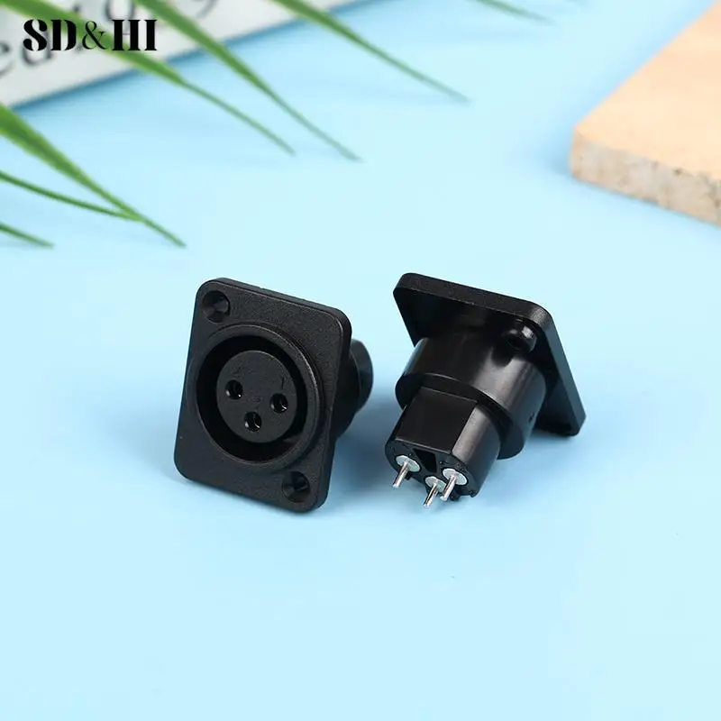 Conector de enchufe de micrófono de Audio, Panel macho y hembra XLR de 3 pines, pata recta, asiento de Karon de plástico, 1 unidad