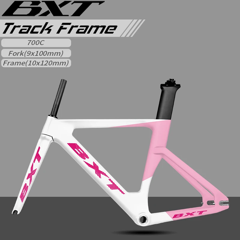 Rama rowerowa BXT Full Carbon Track ze sztycą widelca, stałą przekładnią, rama roweru wyścigowego, 700C