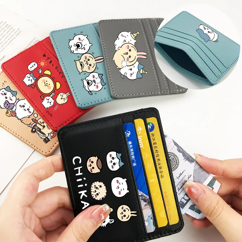 Chiikawas Kartenhalter im Kawaii-Anime-Stil, Premium-Geldbörse mit drei Kartenfächern, zierliche Mini-Geldbörse für Damen, Geburtstagsgeschenk