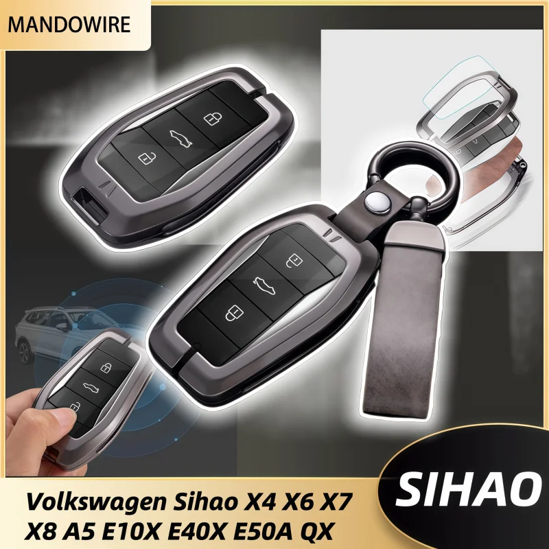 

Metal Car Key Cover Remote Control Fob Shell Case For Volkswagen Sihao X4 X6 X7 X8 A5 E10X E40X E50A QX Accessories