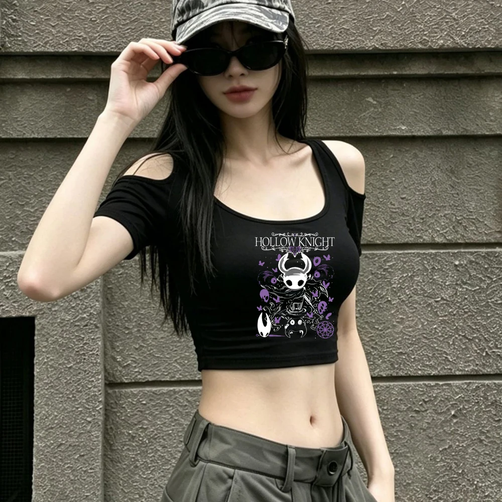 Hollow Knight crop top ladies japan gyaru grunge graphic streetwear t shirt y2k dollette party streetwear